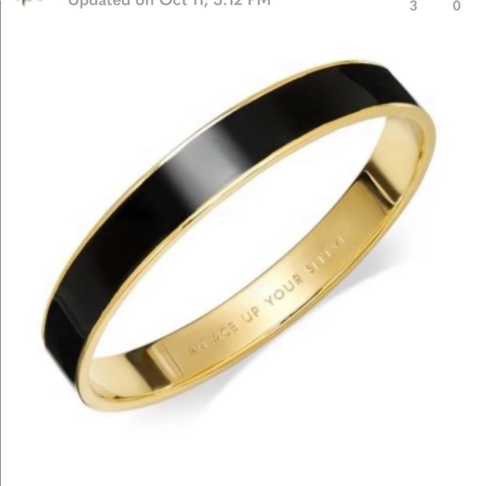 Kate spade ace up your sleeve black and gold bangle